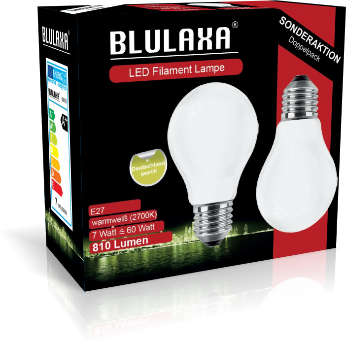 BLULAXA LED-Lampe E27 810lm | ersetzt 60W (warmweiß) 2er Set