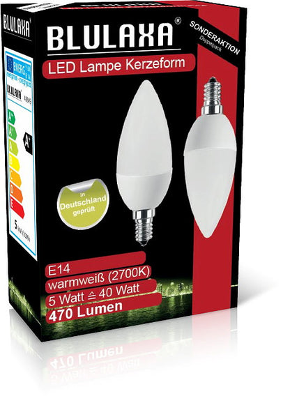 BLULAXA LED-Lampe E14 470lm | ersetzt 40W (warmweiß) 2er Set