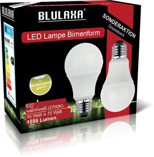 BLULAXA LED-Lampe E27 1055lm | ersetzt 75W (warmweiß) 2er Set