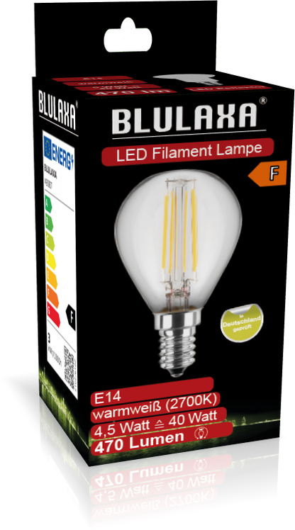 BLULAXA LED-Filament Lampe E14 470lm | ersetzt 40W (warmweiß)