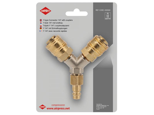 Airpress Druckluft Y-Stück mit 1/4" EURO Schnellkupplungen