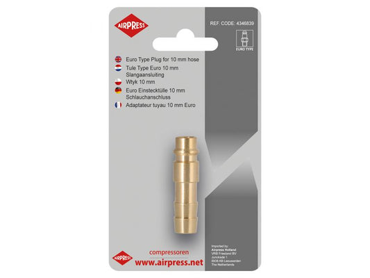 Airpress Stecknippel Euro auf Schlauchanschluss 10mm