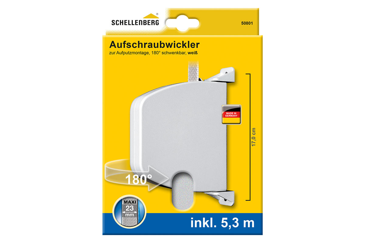 Schellenberg Aufschraubwickler "Maxi" mit Rolladengurt | schwenkbar | weiß