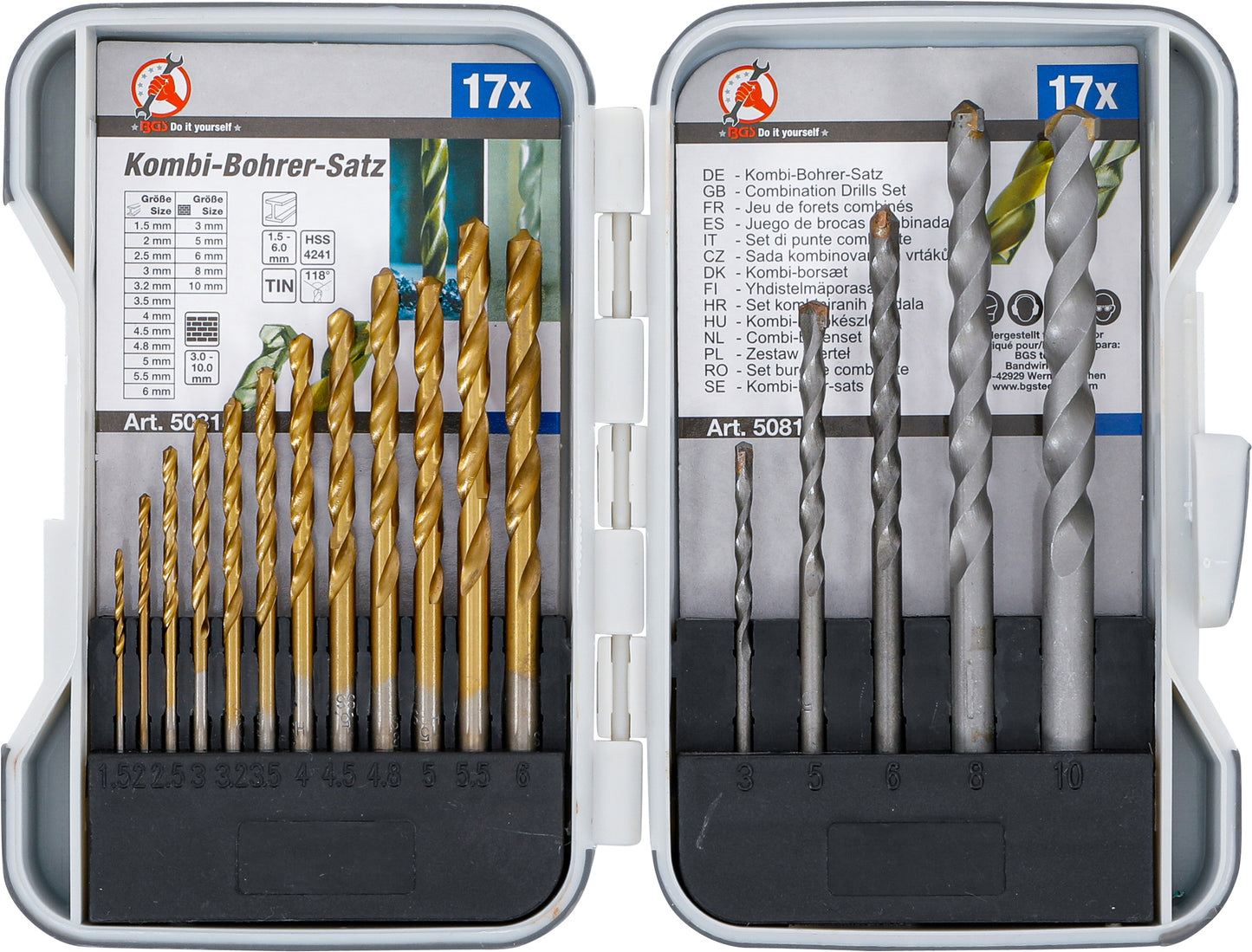 BGS Kombi-Bohrer-Satz | 1,5-10 mm | 17 teilig
