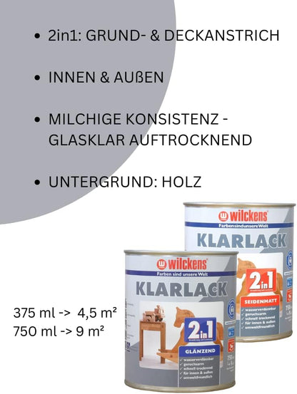 Wilckens 2in1 Klarlack glänzend | 750 ml farblos