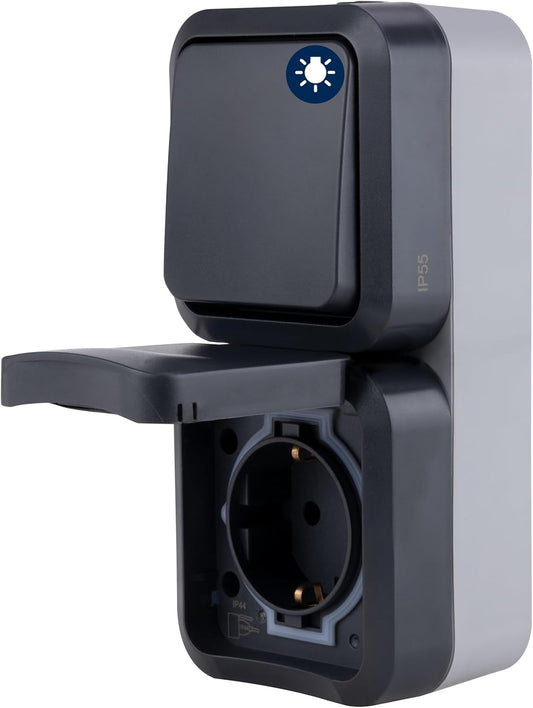 REV Wechselschalter + Steckdose Aufputz | IP55