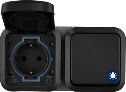 REV Wechselschalter + Steckdose Aufputz | IP55