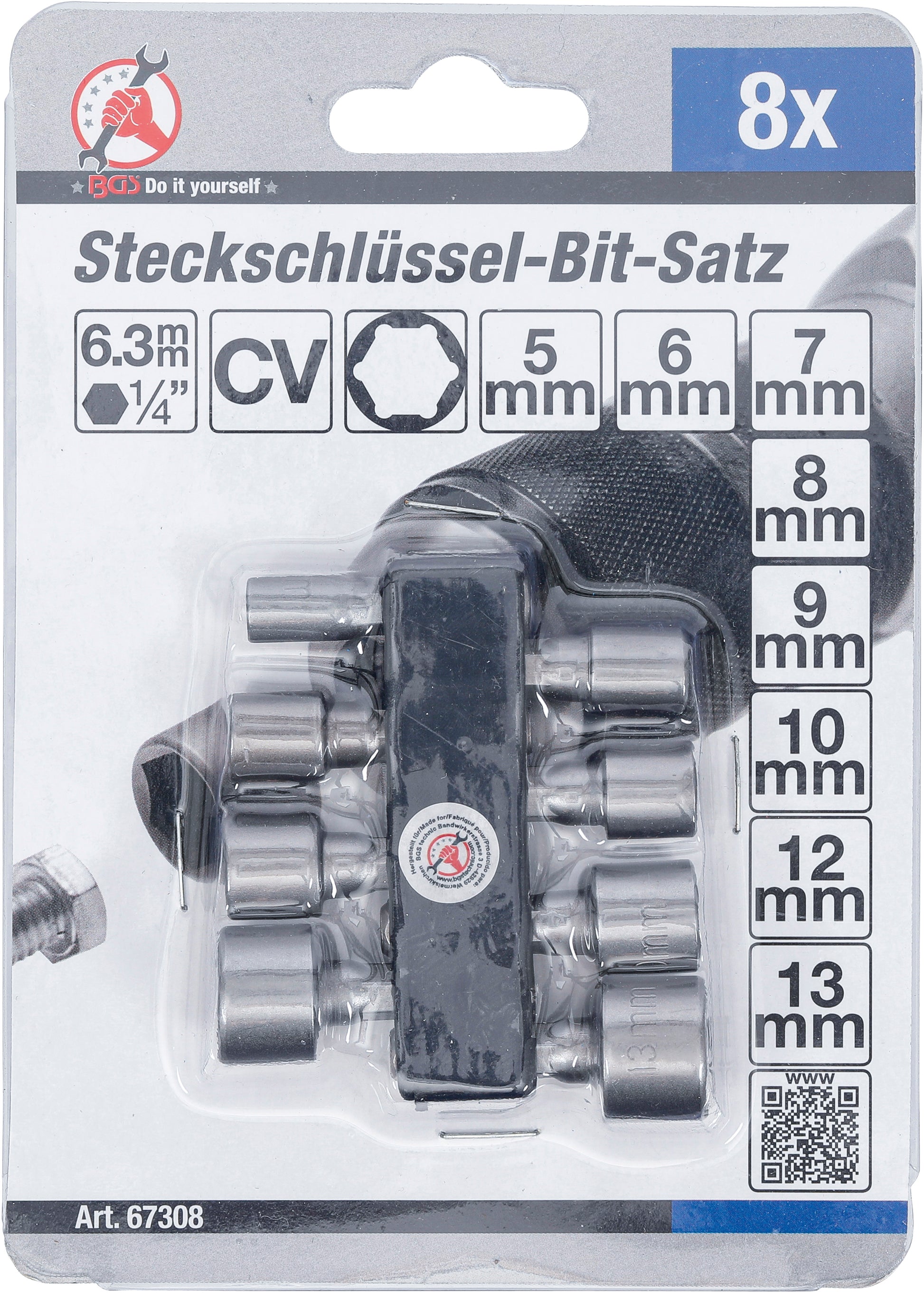 BGS Steckschlüssel-Bit-Satz | SW 5 - 13 mm | 8 teilig