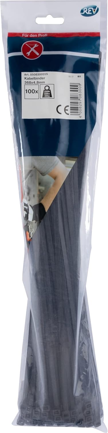 REV Kabelbinder 370mm | 100 Stück | schwarz