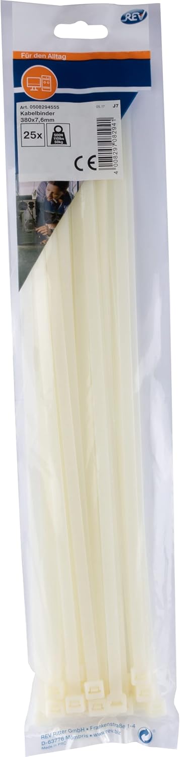 REV Kabelbinder 380mm | 25 Stück | weiß