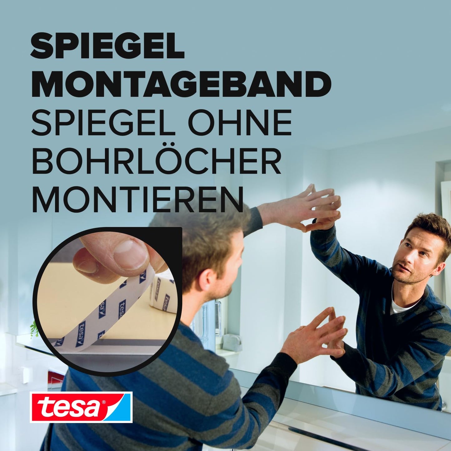 tesa® doppelseitiges Montageband | 1,5m x 19mm Spiegelband extrem