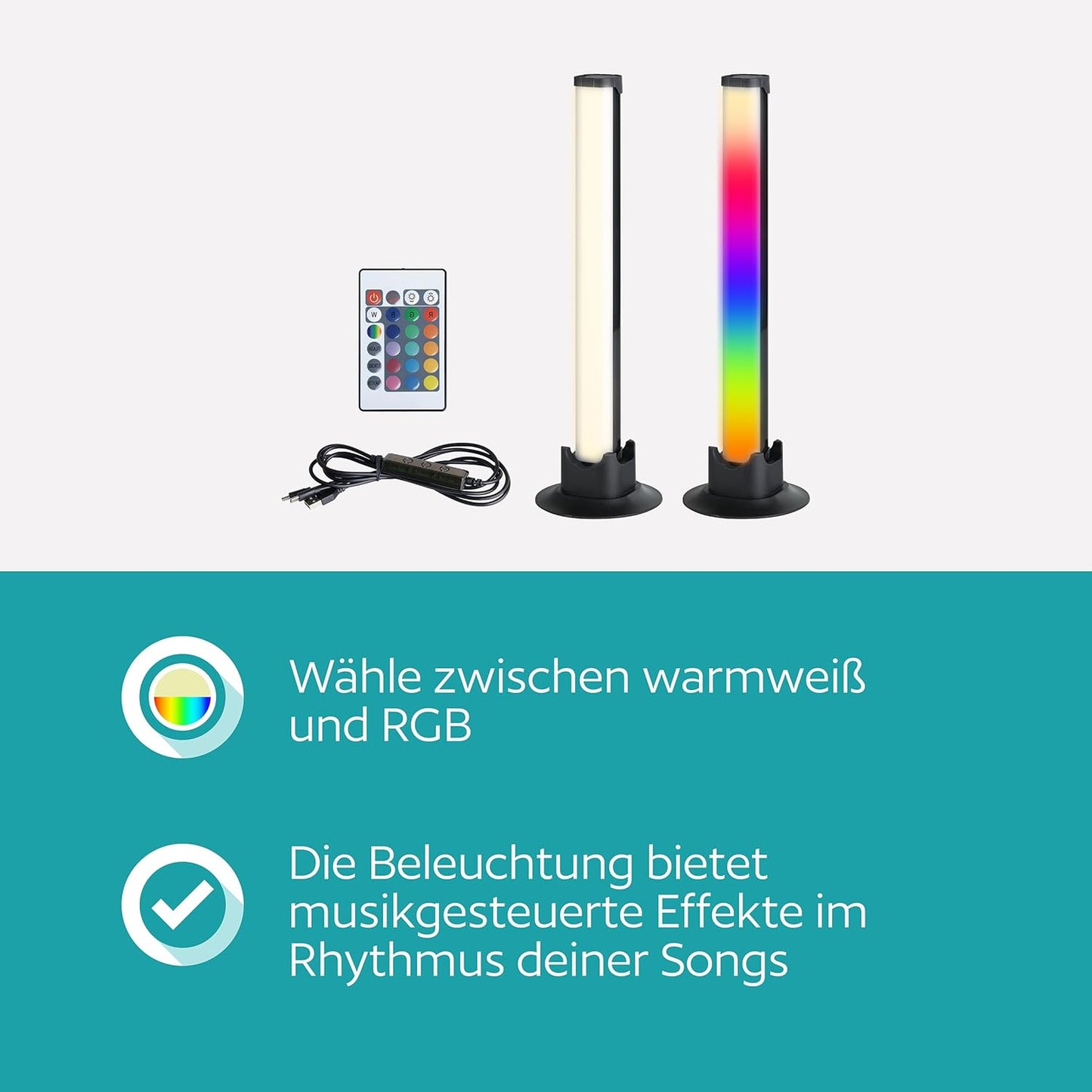 EGLO 2er Set LED Leuchten Gaming Zimmer, bunte Tischlampen mit Lichteffekten
