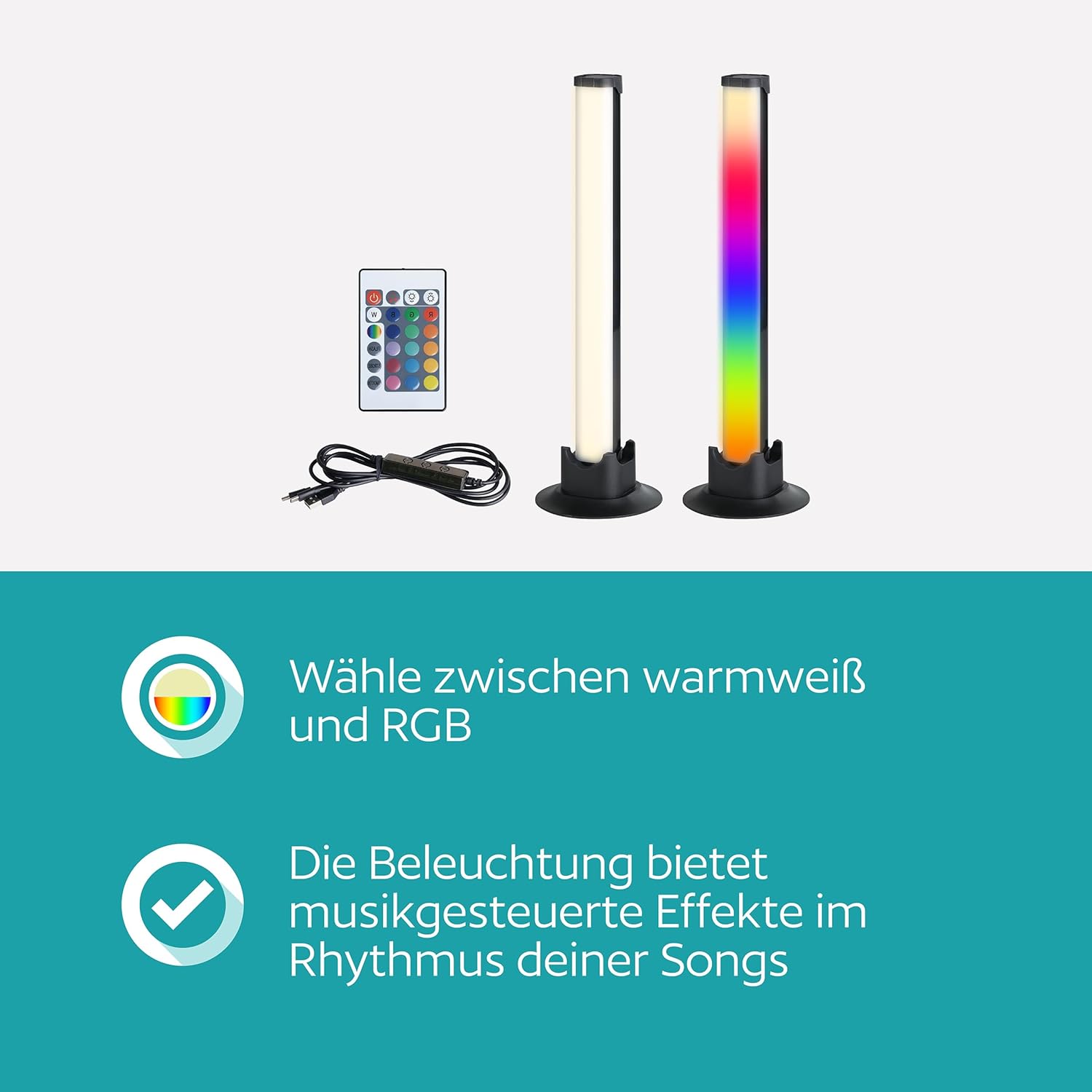 EGLO 2er Set LED Leuchten Gaming Zimmer, bunte Tischlampen mit Lichteffekten
