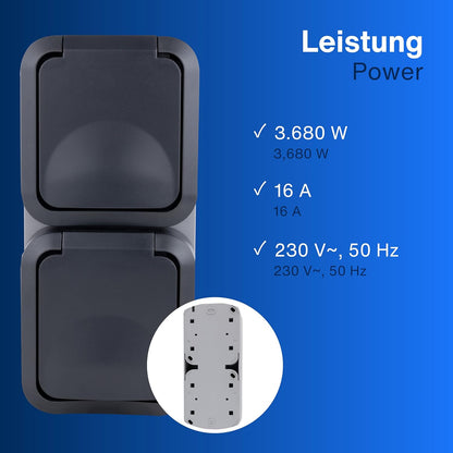 REV AquaStorm Steckdose 2-fach Aufputz | IP55