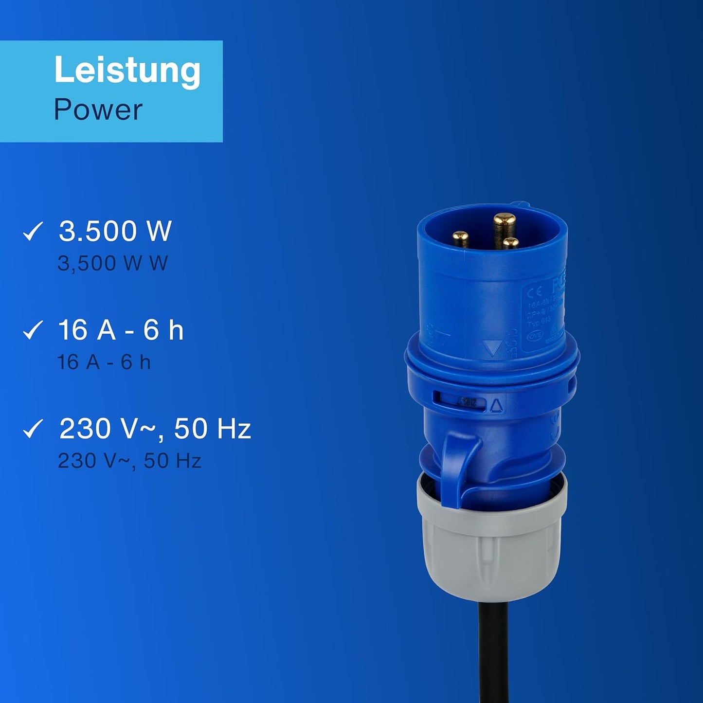 REV Caravan Adapter | Schutzkontaktkupplung und CEE-Stecker | IP44 | 1,5m | 3500W | schwarz