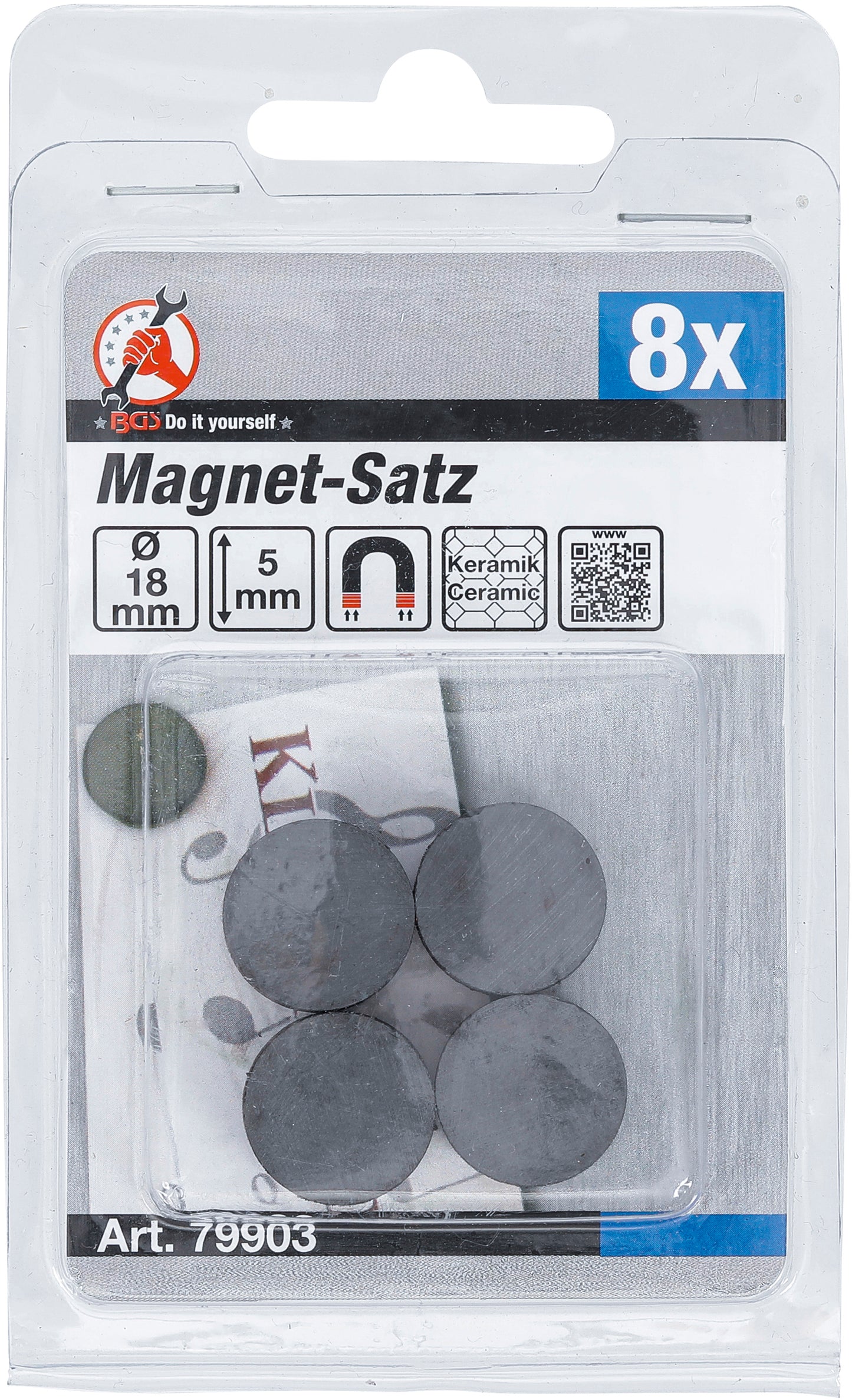Magnet-Satz | Keramik | Ø 18 mm | 8 teilig