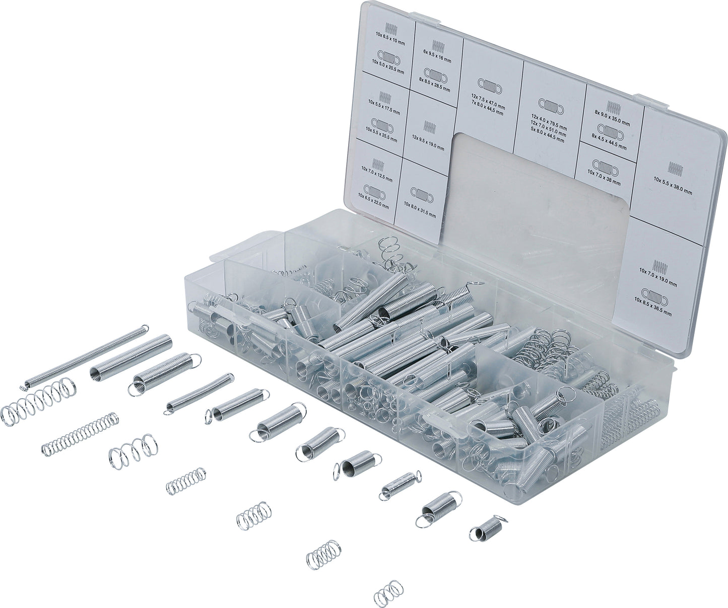 BGS Federn-Sortiment | Zug- und Druckfedern | 200 teilig