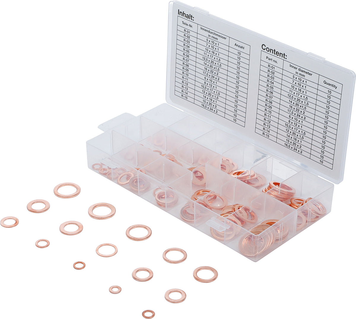 BGS Dichtring-Sortiment | Kupfer | 150 teilig