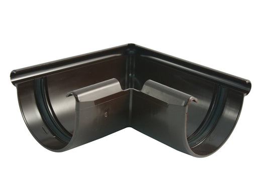 Außenecke 90° für Dachrinne halbrund RG 75, braun