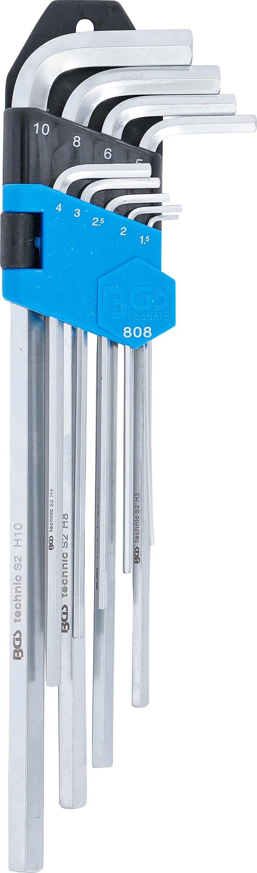 BGS Winkelschlüssel-Satz | extra lang | Innensechskant 1,5 - 10 mm | 9 teilig
