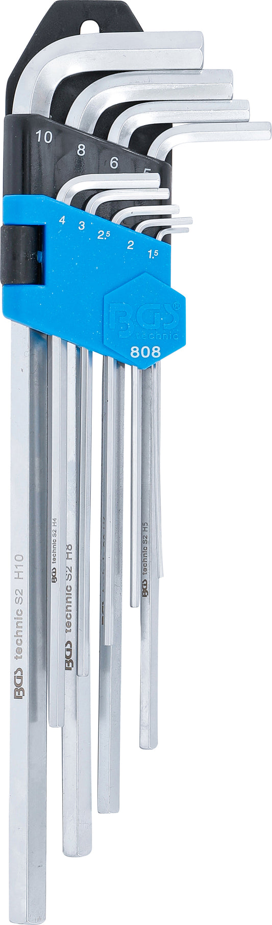 BGS Winkelschlüssel-Satz | extra lang | Innensechskant 1,5 - 10 mm | 9 teilig