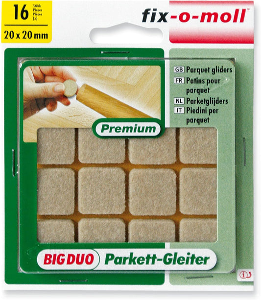 Suki Big-Duo Parkettgleiter 20x20mm | 16 Stück