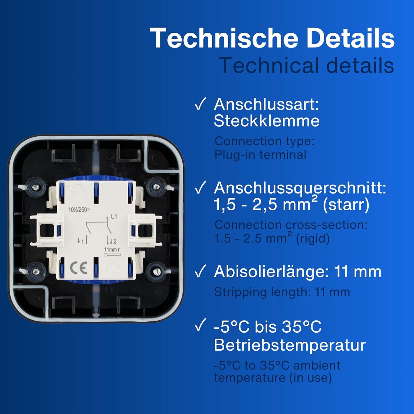REV AquaStorm Wechselschalter Aufputz | IP55