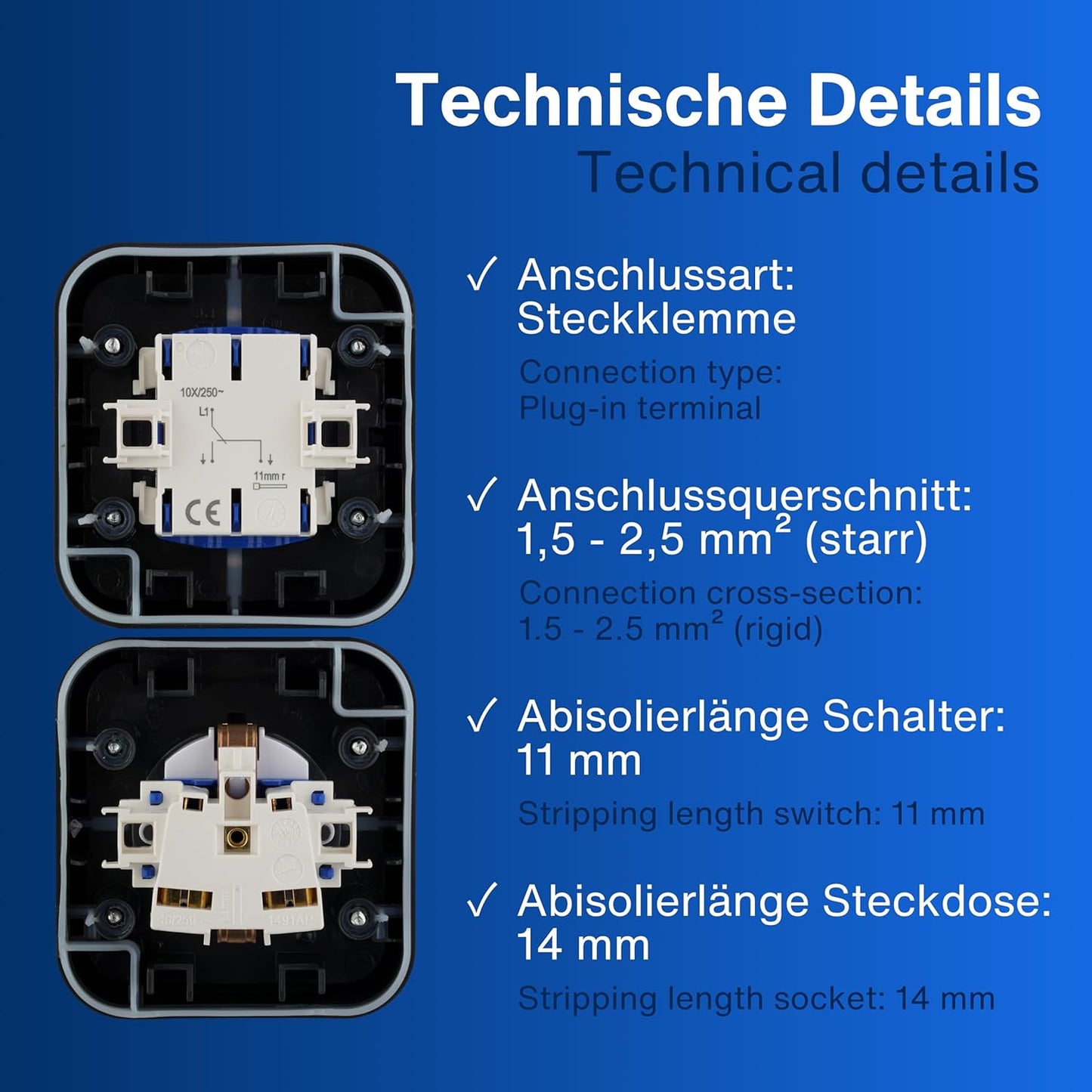 REV Wechselschalter + Steckdose Aufputz | IP55