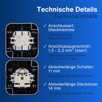 REV Wechselschalter + Steckdose Aufputz | IP55