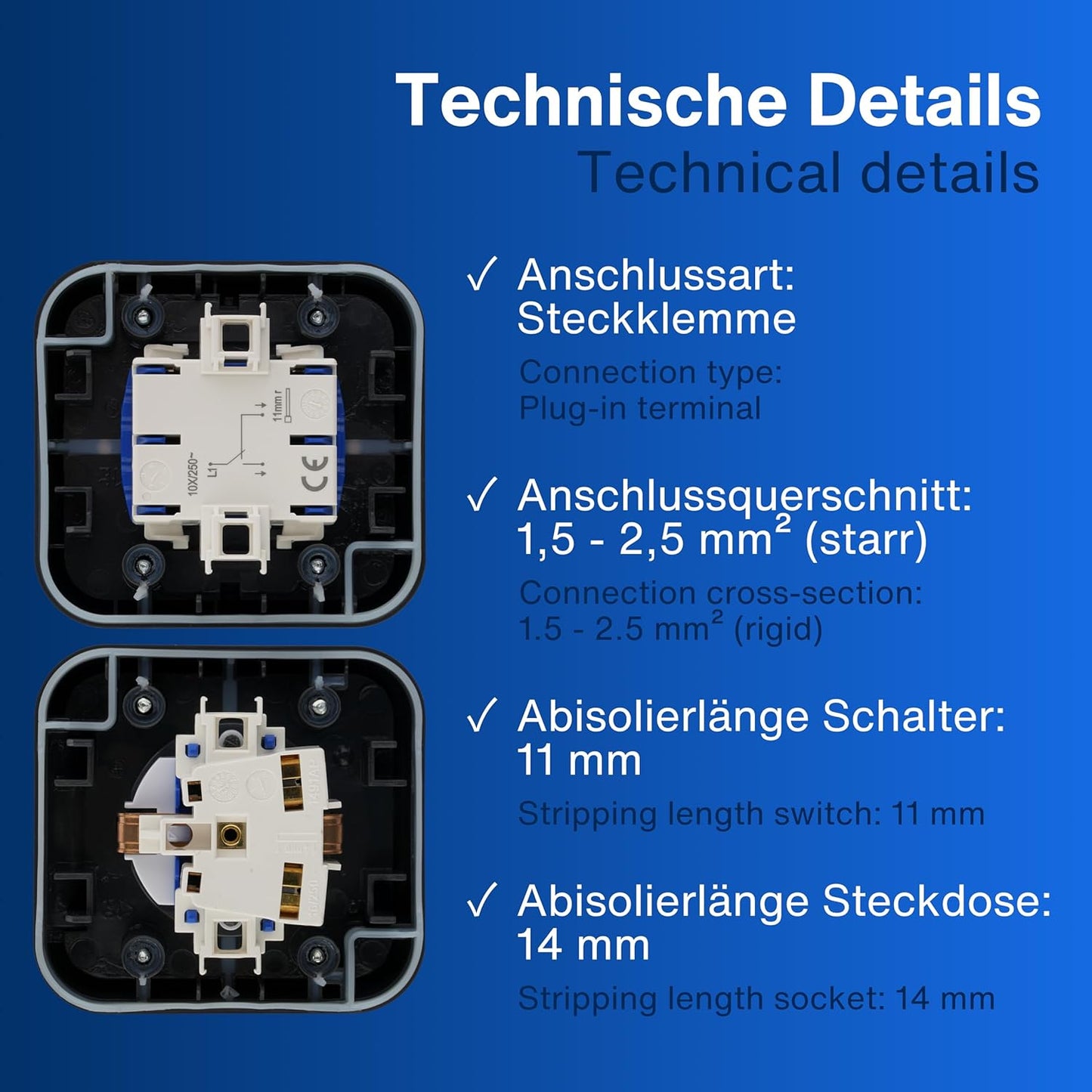 REV Wechselschalter + Steckdose Aufputz | IP55