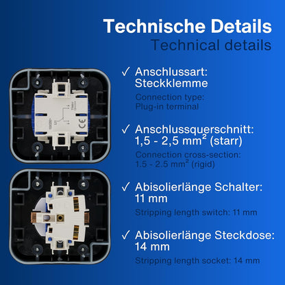 REV Wechselschalter + Steckdose Aufputz | IP55