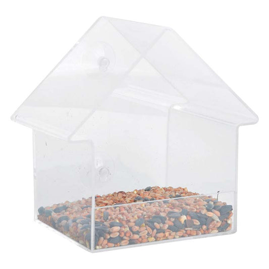 Esschert Acryl Fensterfutterhaus | Vogelhaus transparent zum beobachten 