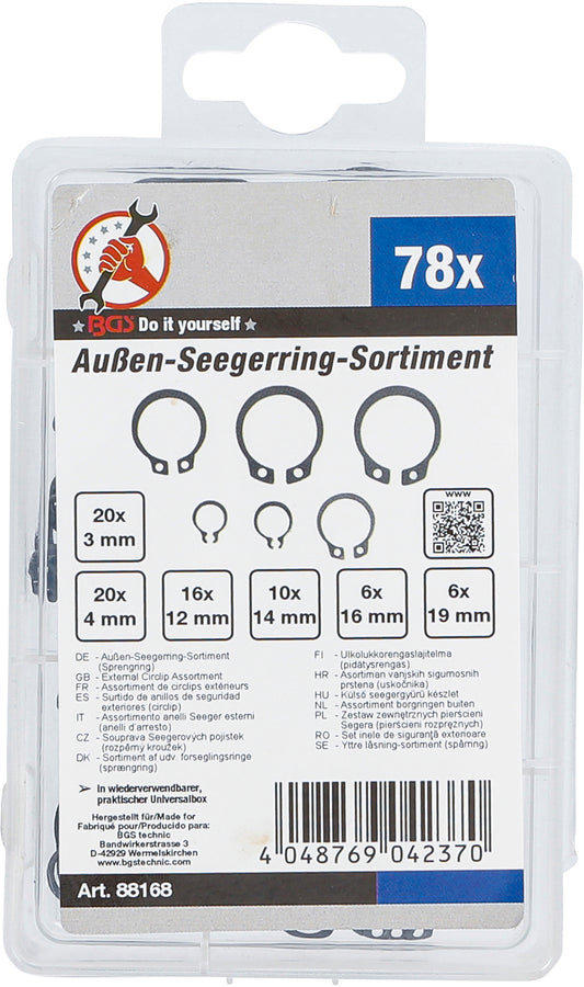 BGS Außen-Seegerring-Sortiment | Ø 8 - 19 mm | 78 teilig