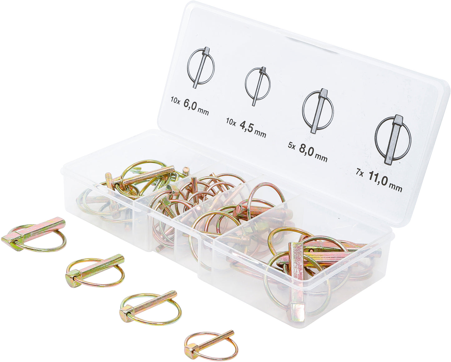 BGS Klappsplinte-Sortiment | Bolzen-Ø 4,5-11 mm | 32 teilig
