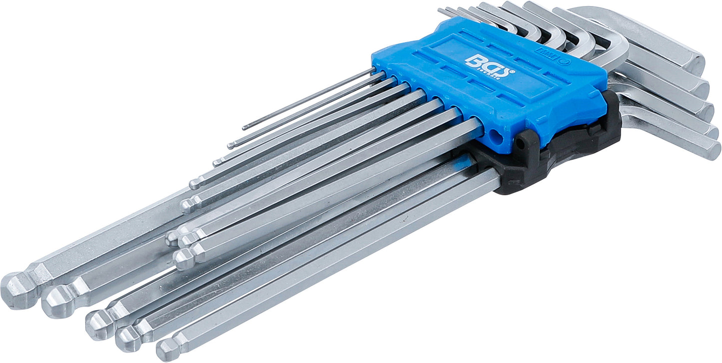 BGS Winkelschlüssel-Satz | extra lang | Innensechskant mit Kugelkopf 1,5 - 10 mm | 13 teilig