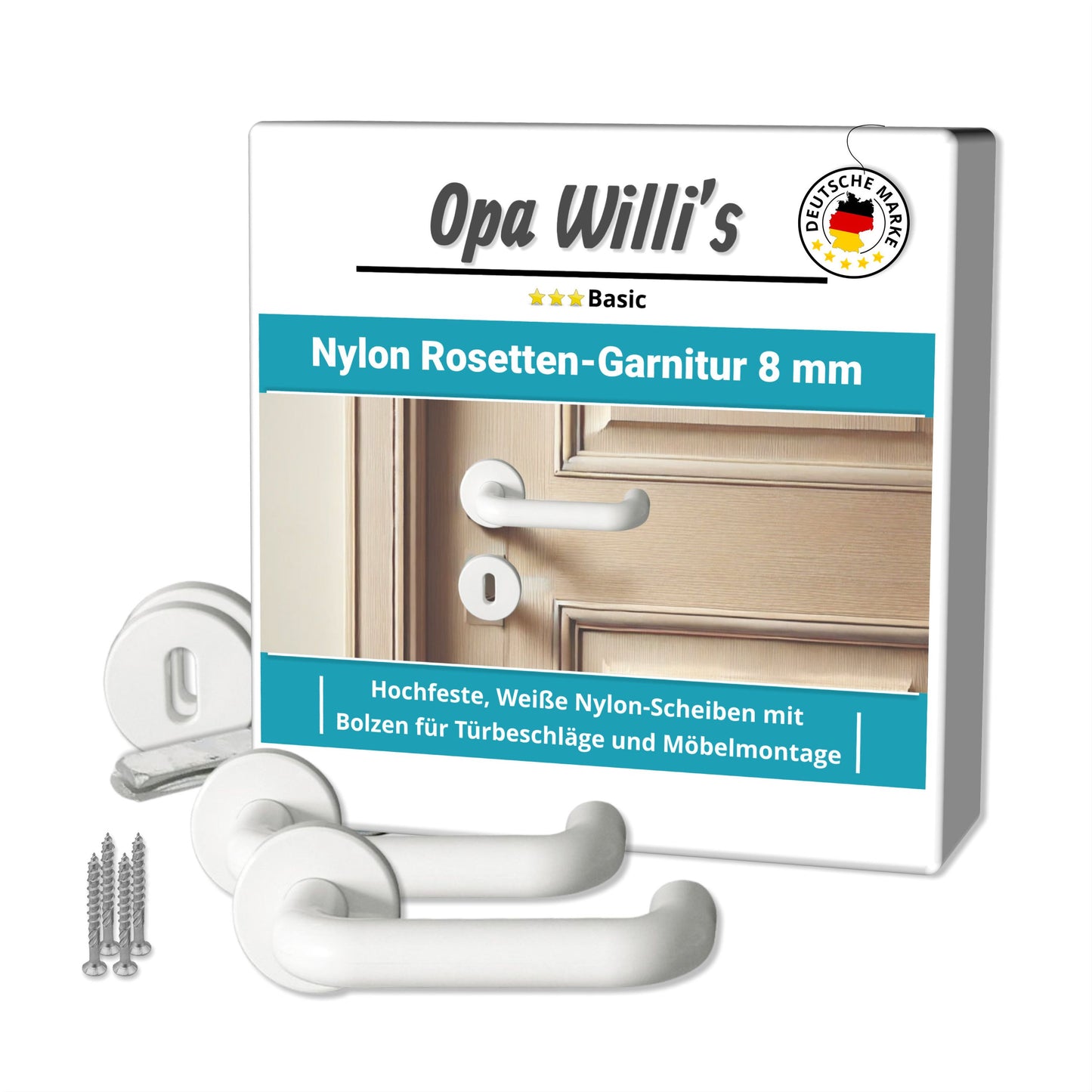 Opa Willis Nylon Rosetten-Garnitur 8 mm | weiß