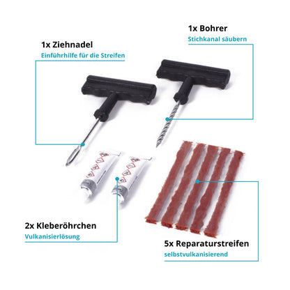 Reifen Reparatur Set Auto Motorrad Roller Reifenpanne Pannenset Flickzeug 9-tlg.