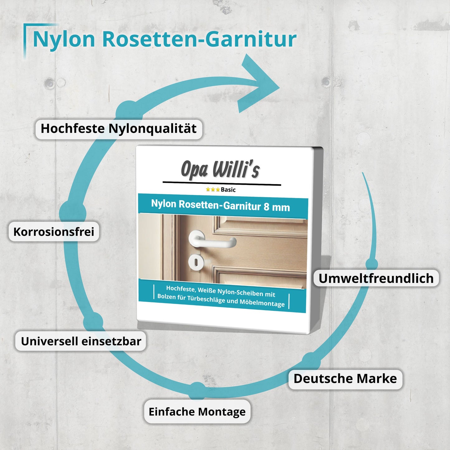 Opa Willis Nylon Rosetten-Garnitur 8 mm | weiß