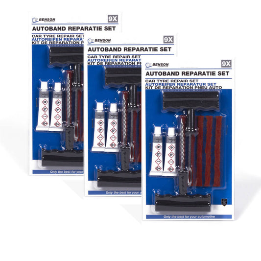 3Stück Reifen Reparatur Set Auto Motorrad Roller Reifenpanne Pannenset Flickzeug 9-tlg.