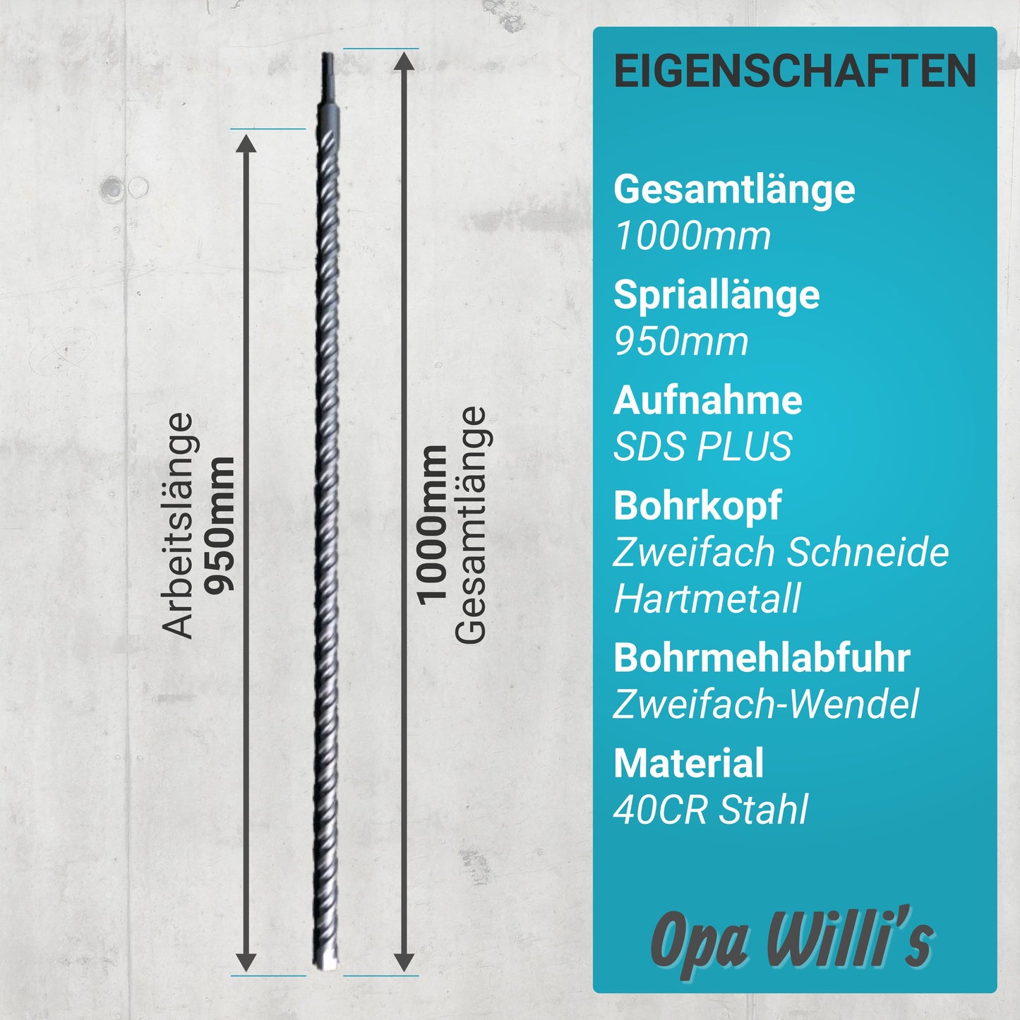 Opa Willis Betonbohrer 1000mm | SDS-plus