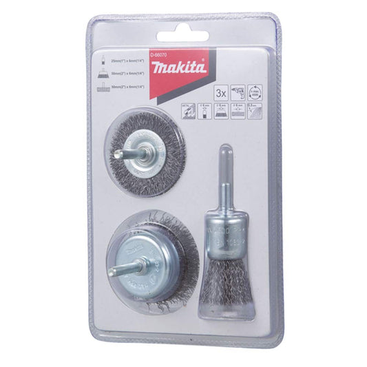 Makita Rundbürsten-Set 3-tlg. | Stahldraht, 6mm Schaft