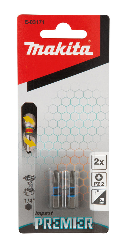 Makita Impact Premier Torsion-Bits "PZ2" | 2 Stück