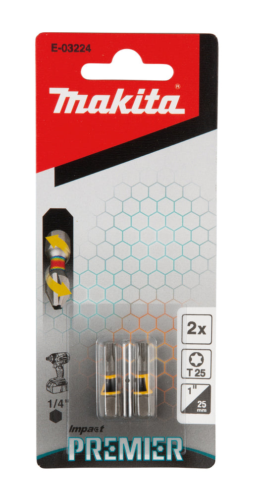 Makita Impact Premier Torsion-Bits "T25" | 2 Stück
