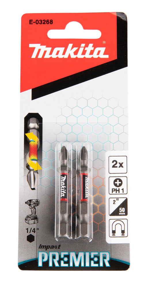 Makita Impact Premier Torsion-Bits "PH1" | 50mm | 2 Stück