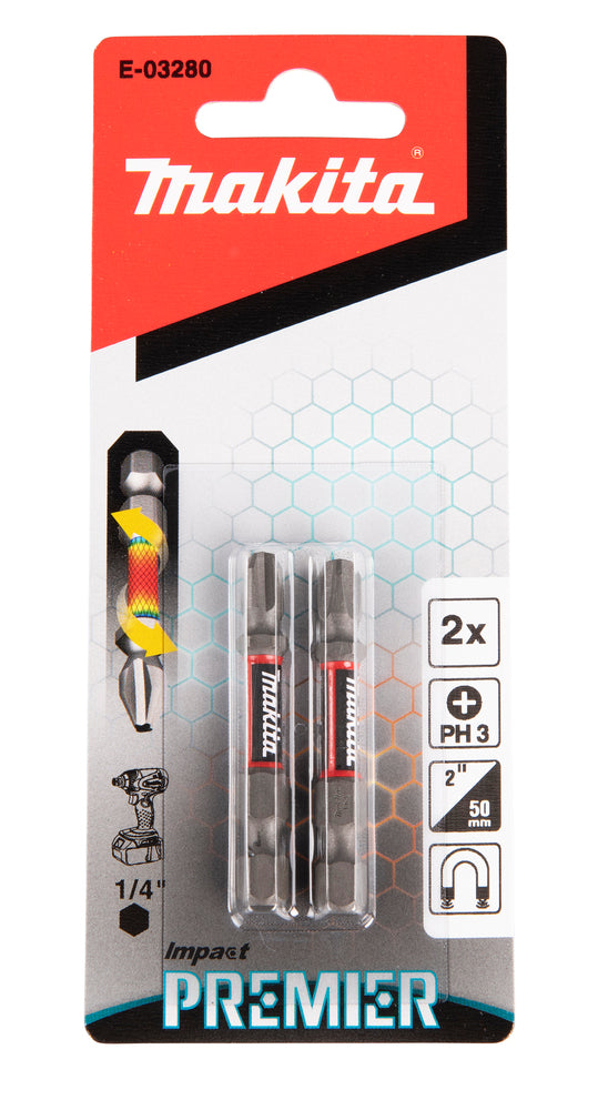 Makita Impact Premier Torsion-Bits "PH3" | 50mm | 2 Stück