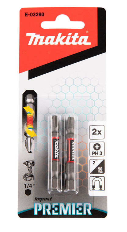 Makita Impact Premier Torsion-Bits "PH3" | 50mm | 2 Stück