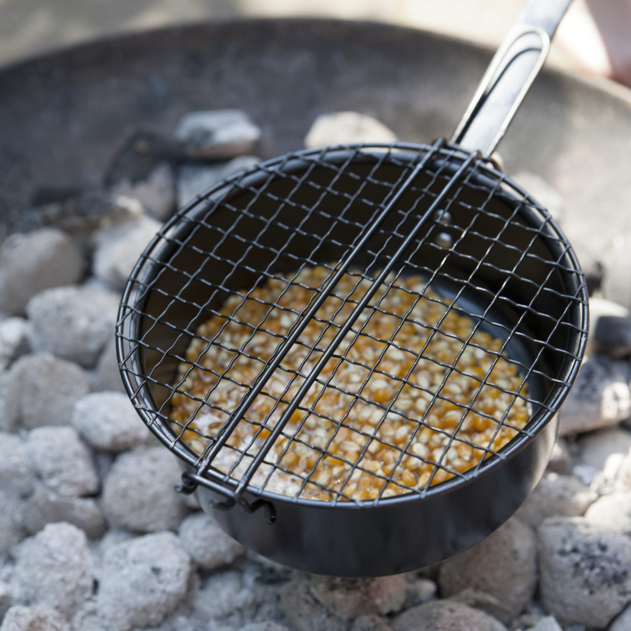 Esschert Popcornpfanne, Pfanne aus Metall | 70 x 18 x 9,3 cm