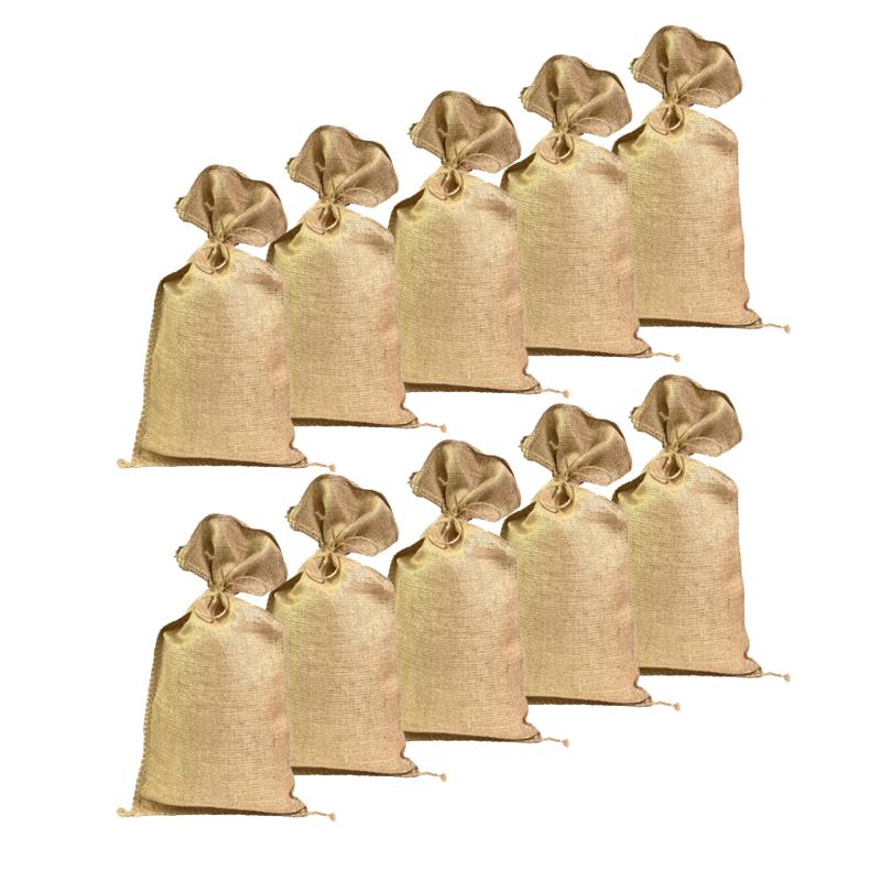 NOOR Jutesäcke 10er pack (60x30cm) Sandsack mit Bindeband, robust, reissfest