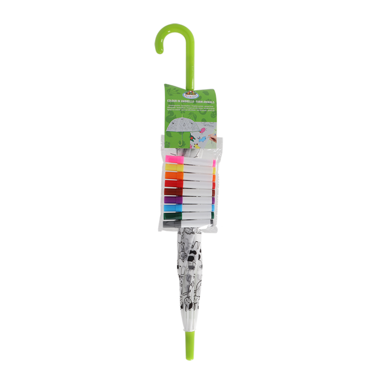 Esschert Ausmalregenschirm "Nutztiere" für Kinder