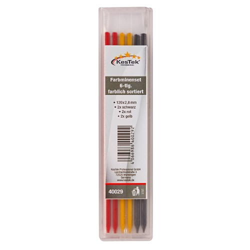 Farbminenset / Graphitminenset 6tlg farblich sortiert für Tiefenlochmarker